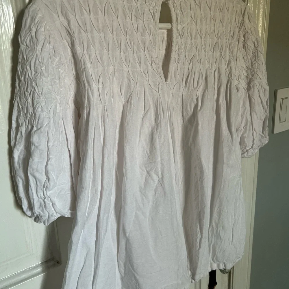 Anthropologie Textured White Blouse - Picture 7 of 9